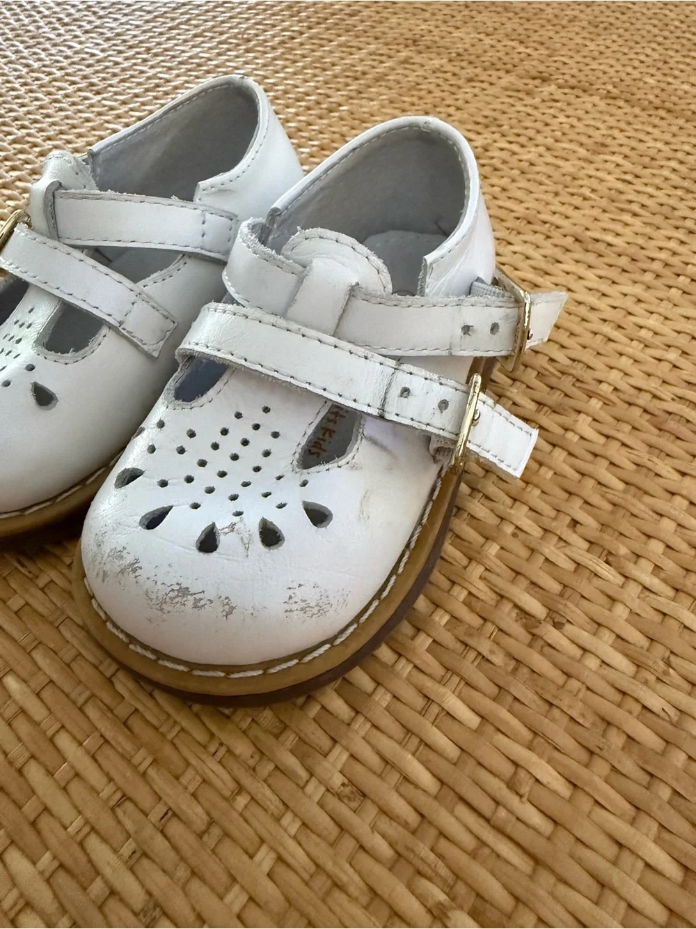 Shrimp & Grits White Mary Jane Shoes with Buckle Strap
